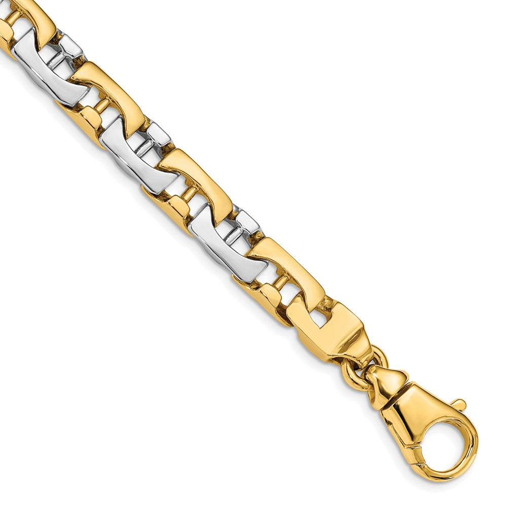 14K Two-tone 8.5mm Hand-polished Fancy Link (Per Inch)