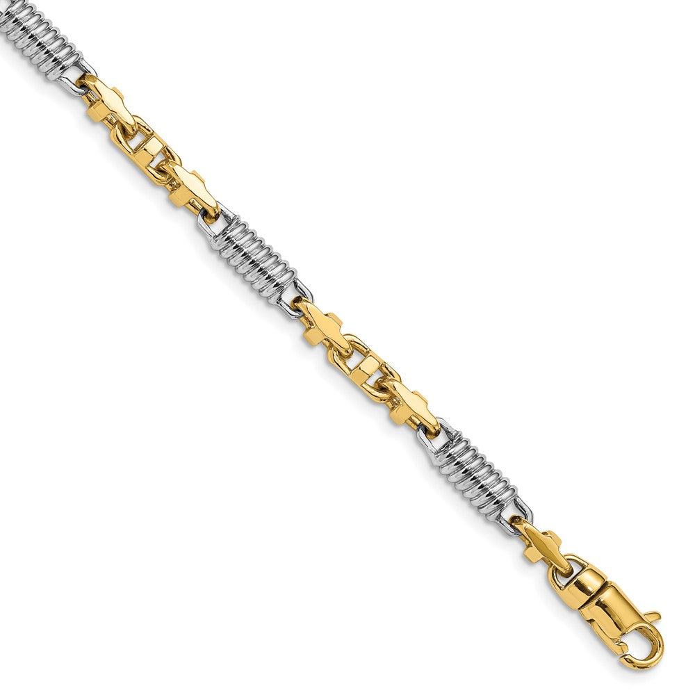 14K Two-tone 4.6mm Hand-polished Fancy Link (Per Inch)