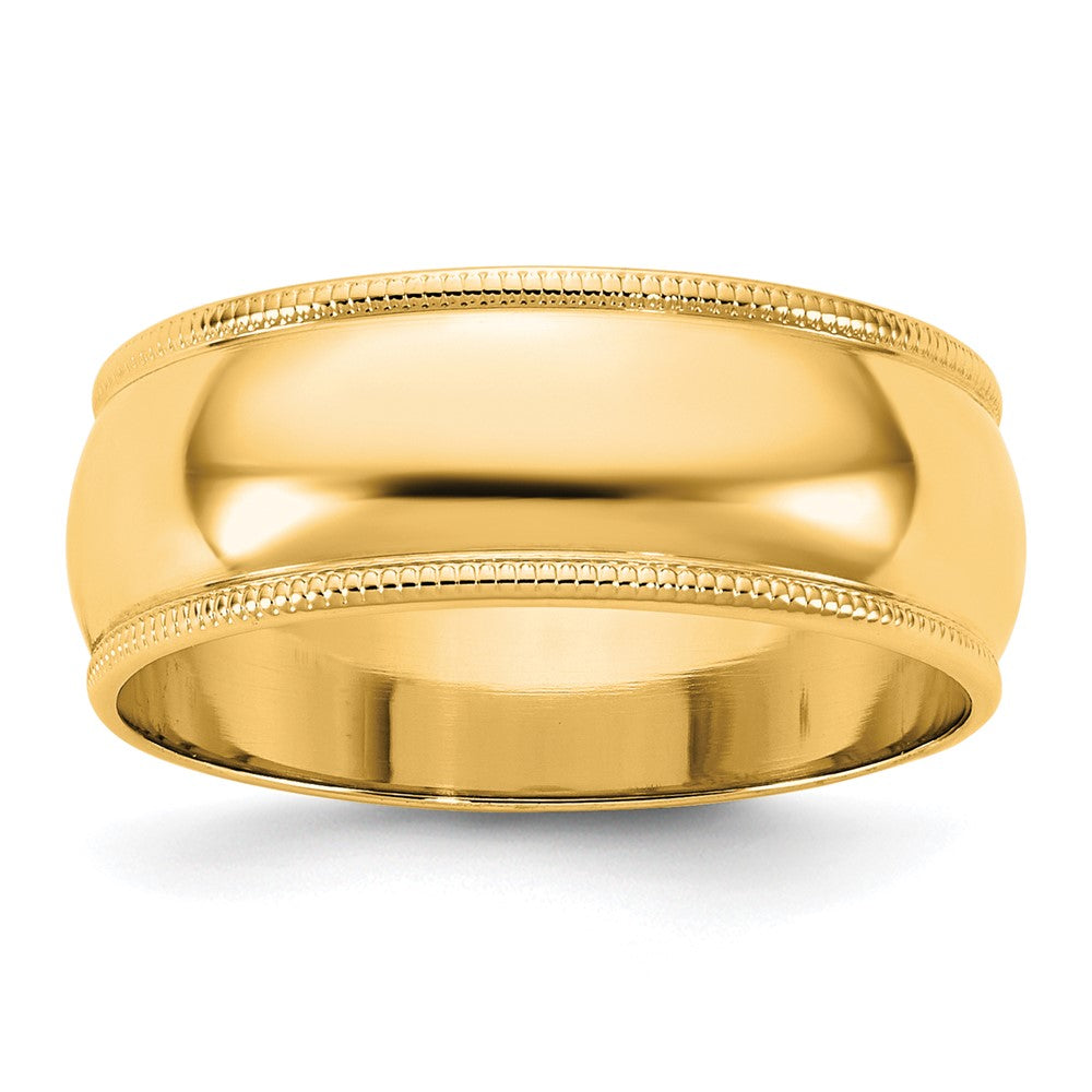 14KY 7mm Milgrain Half Round Band