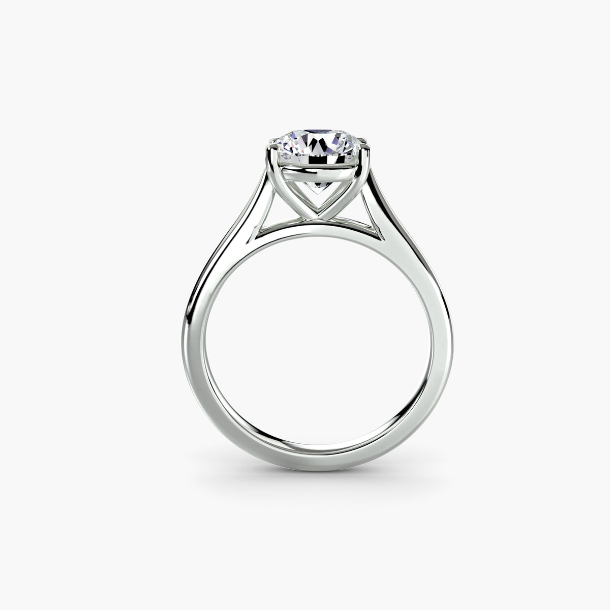 Solitaire ring 1 - 14K White Gold (Round)