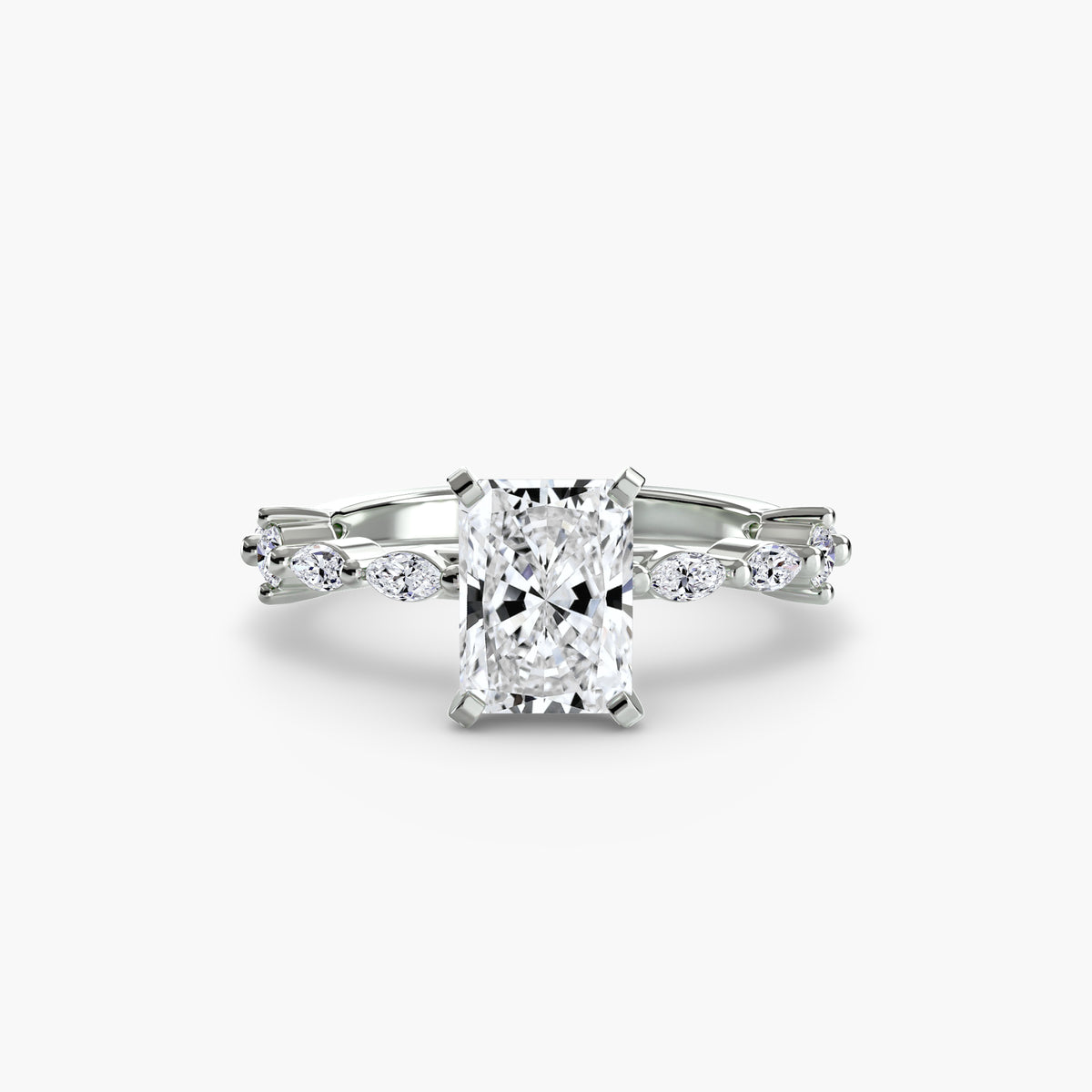 Ring Setting - 18K White Gold (Asscher)