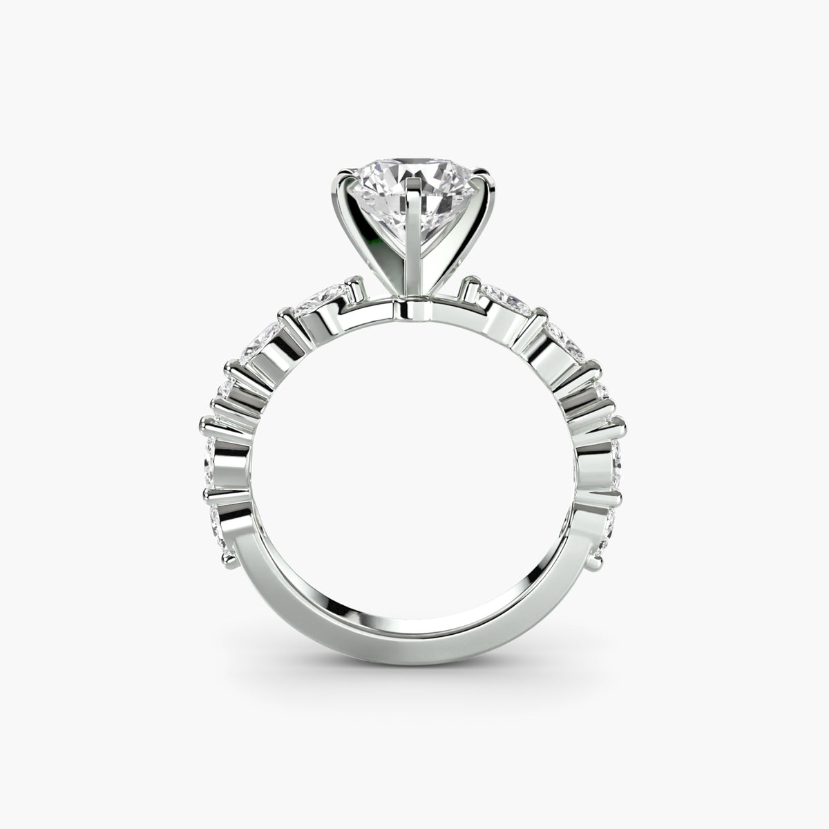 Solitaire with Eternity Pavé - 14K White Gold (Round)