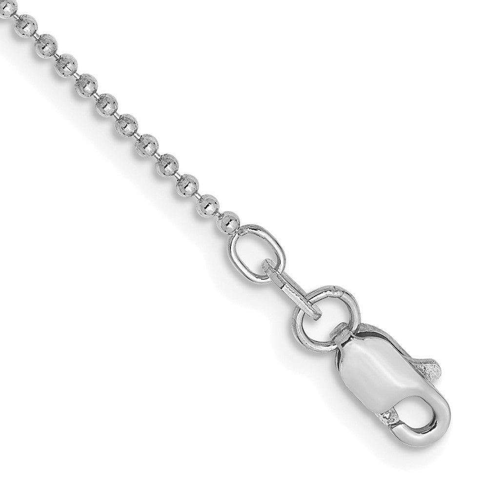14k White Gold 1.2mm D/C Beaded Chain Anklet