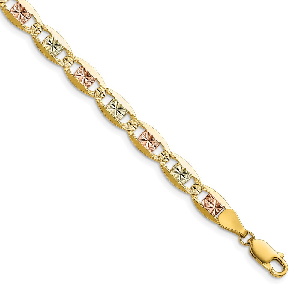 14k 6.1mm Tri-color Gold Pavé Valentino Chain