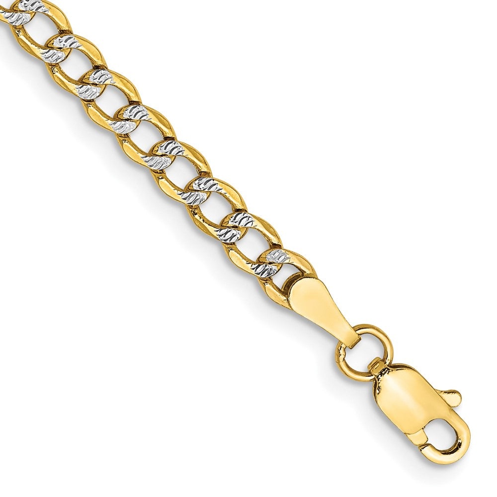 14k 3.4mm Semi-solid with Rhodium Pavé Curb Chain