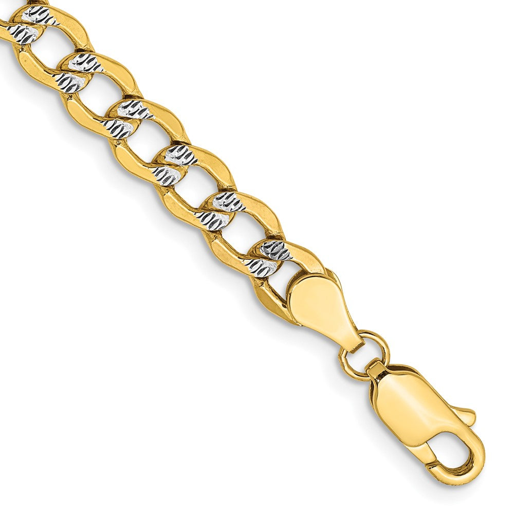 14k 5.2mm Semi-solid with Rhodium Pavé Curb Chain