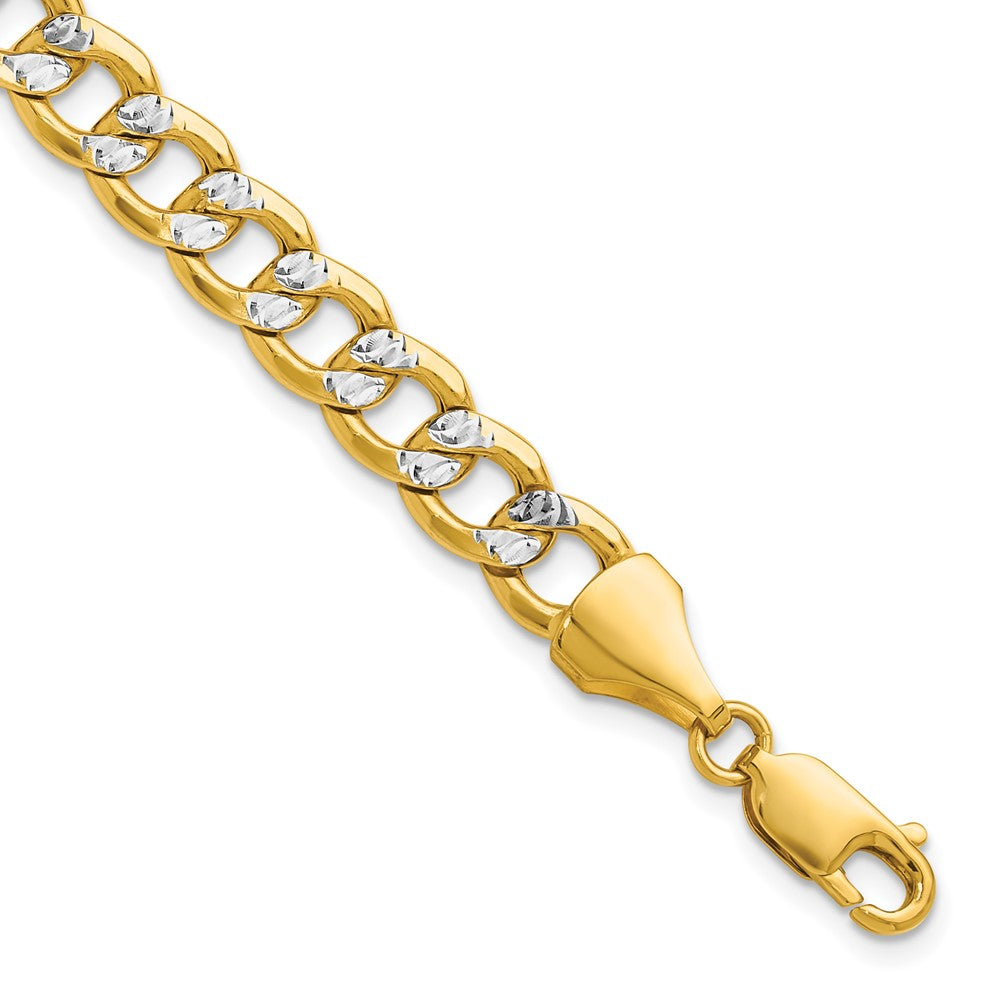 14k 7.75mm Semi-solid with Rhodium Pavé Curb Chain