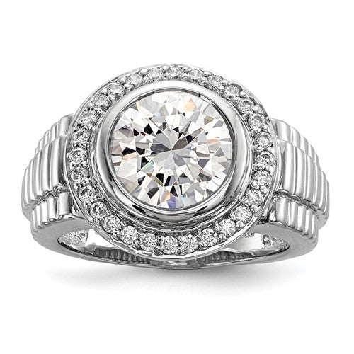 14K White Gold Square Halo Cluster 5/8 carat Princess/Round Diamond Complete Engagement Ring