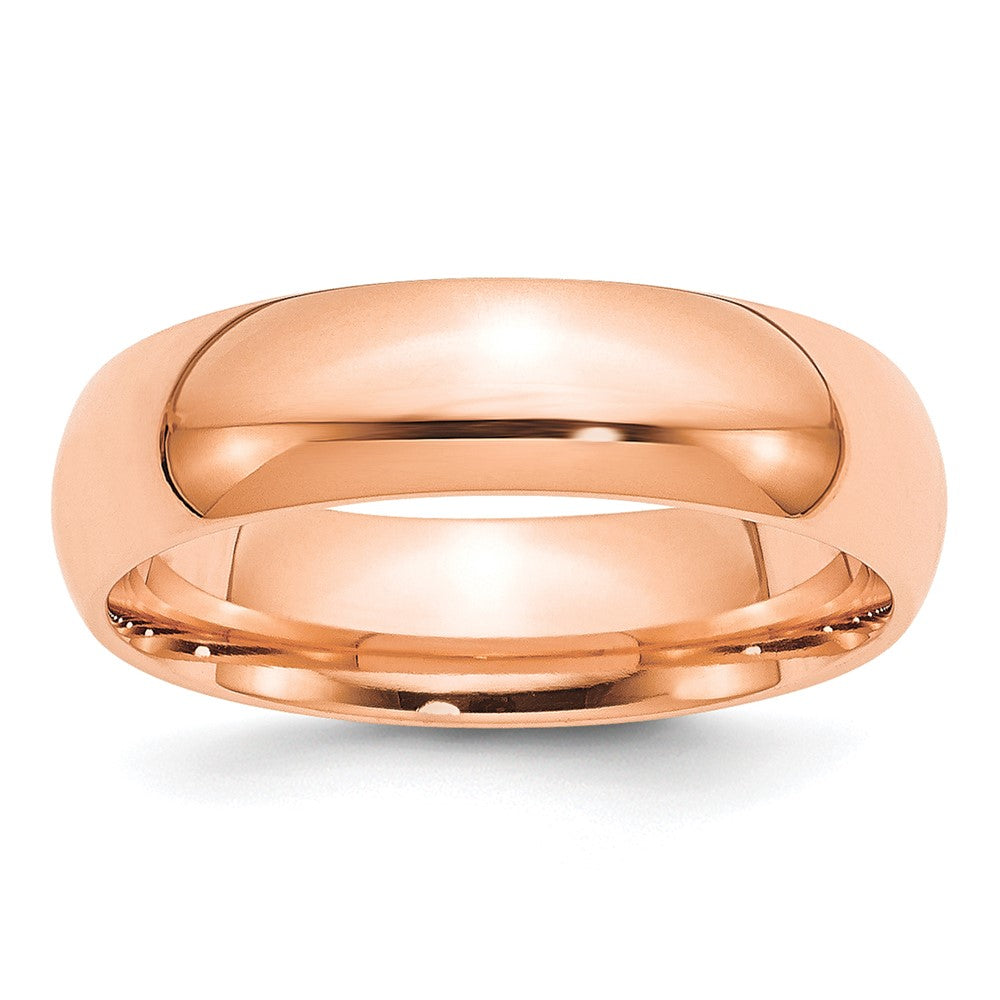 14K Rose Gold 6mm Standard Comfort Fit Band Size 14