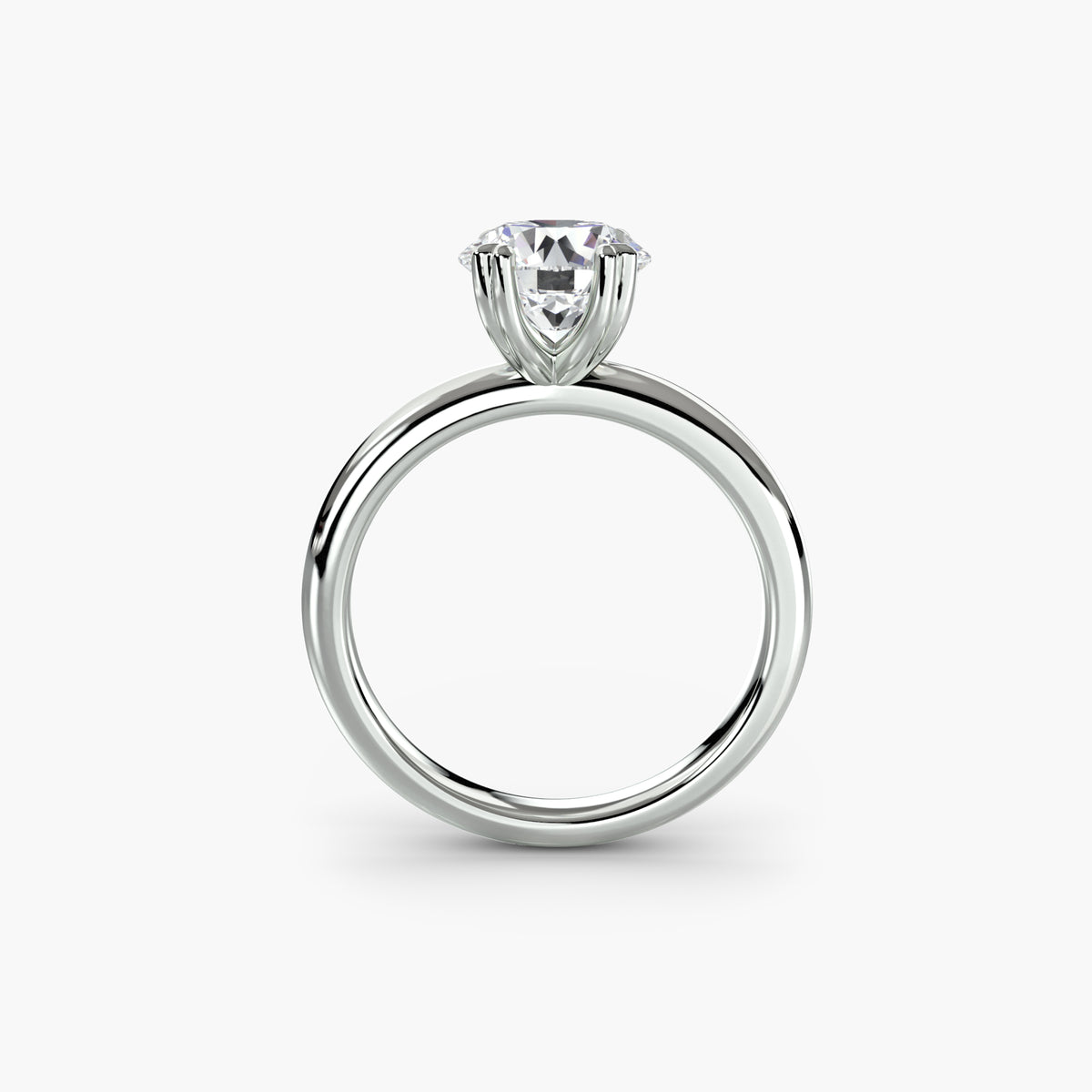 Solitaire ring 2 - 14K White Gold (Round)