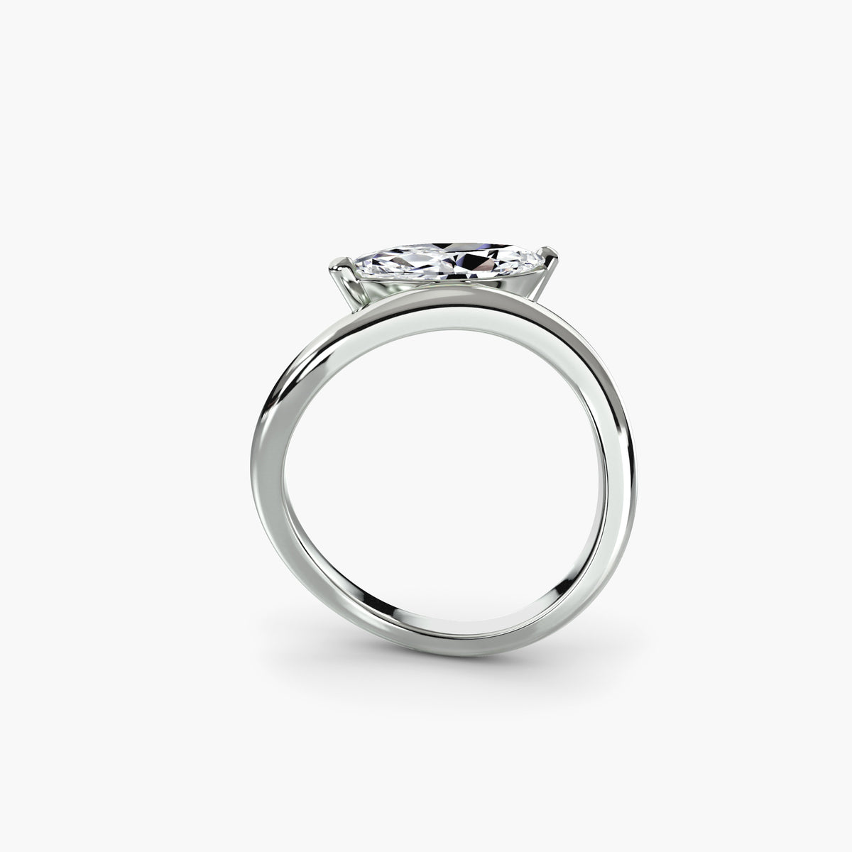 The Wave Ring - 14K White Gold (Marquise)