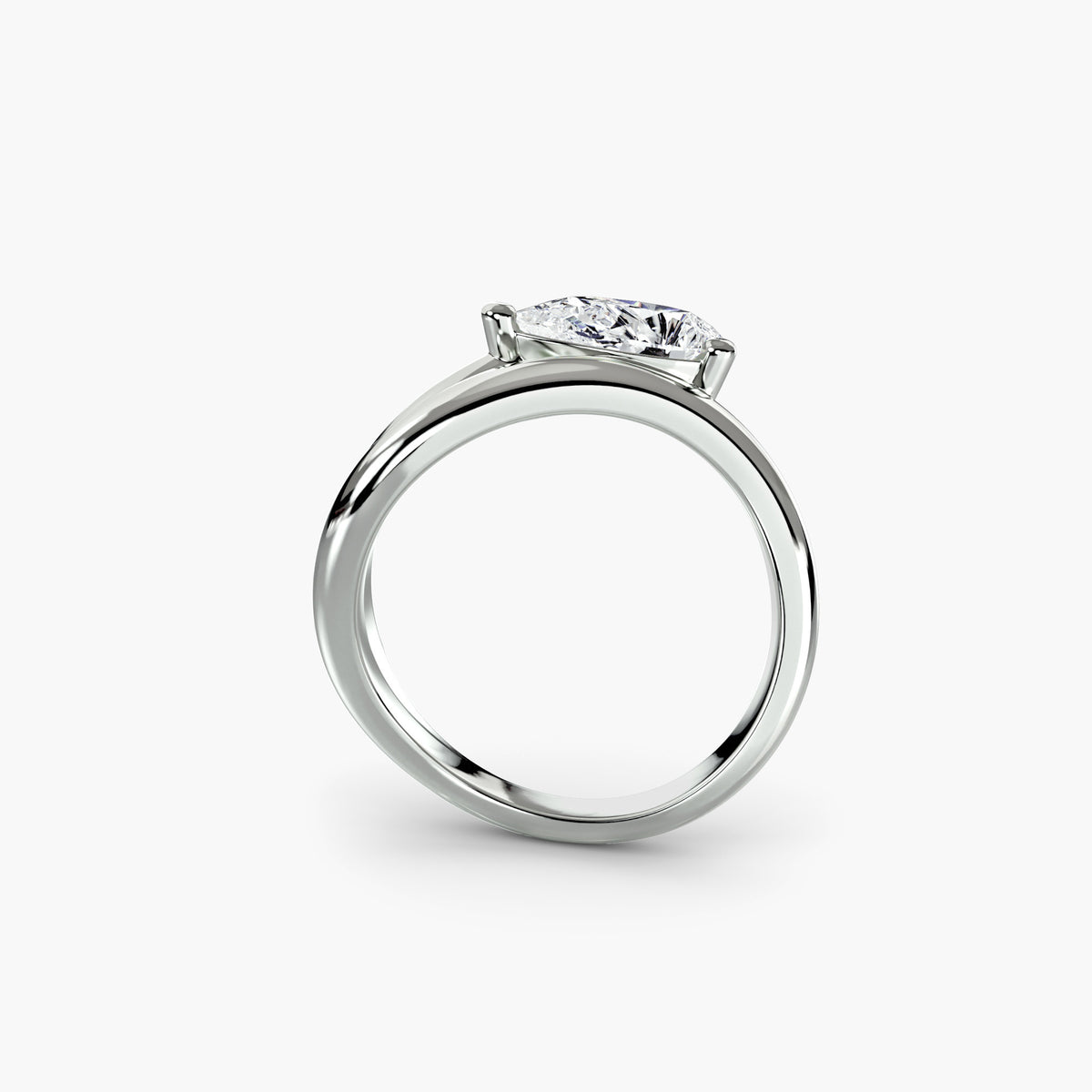The Wave Ring 2 - 14K White Gold (Pear)