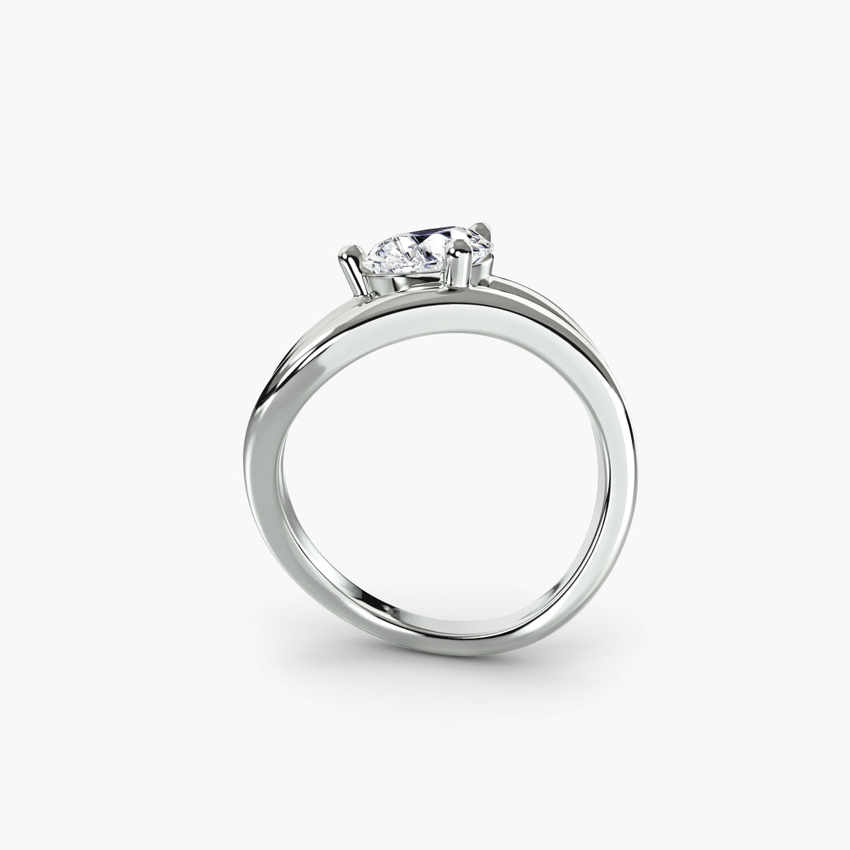 The Wave Ring 3 - 14K White Gold (Pear)