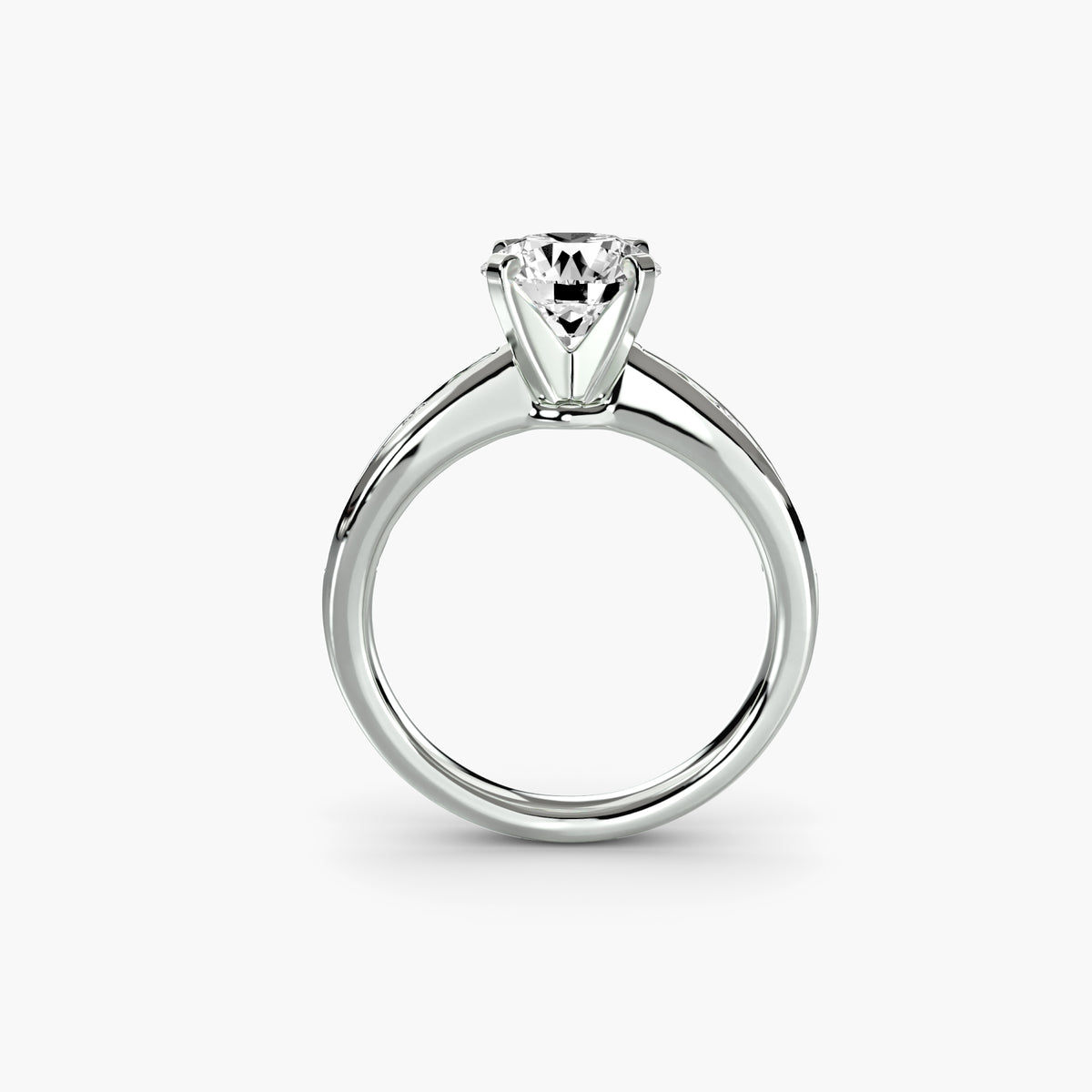 Solitaire with Pavé 3 - 14K White Gold (Round)