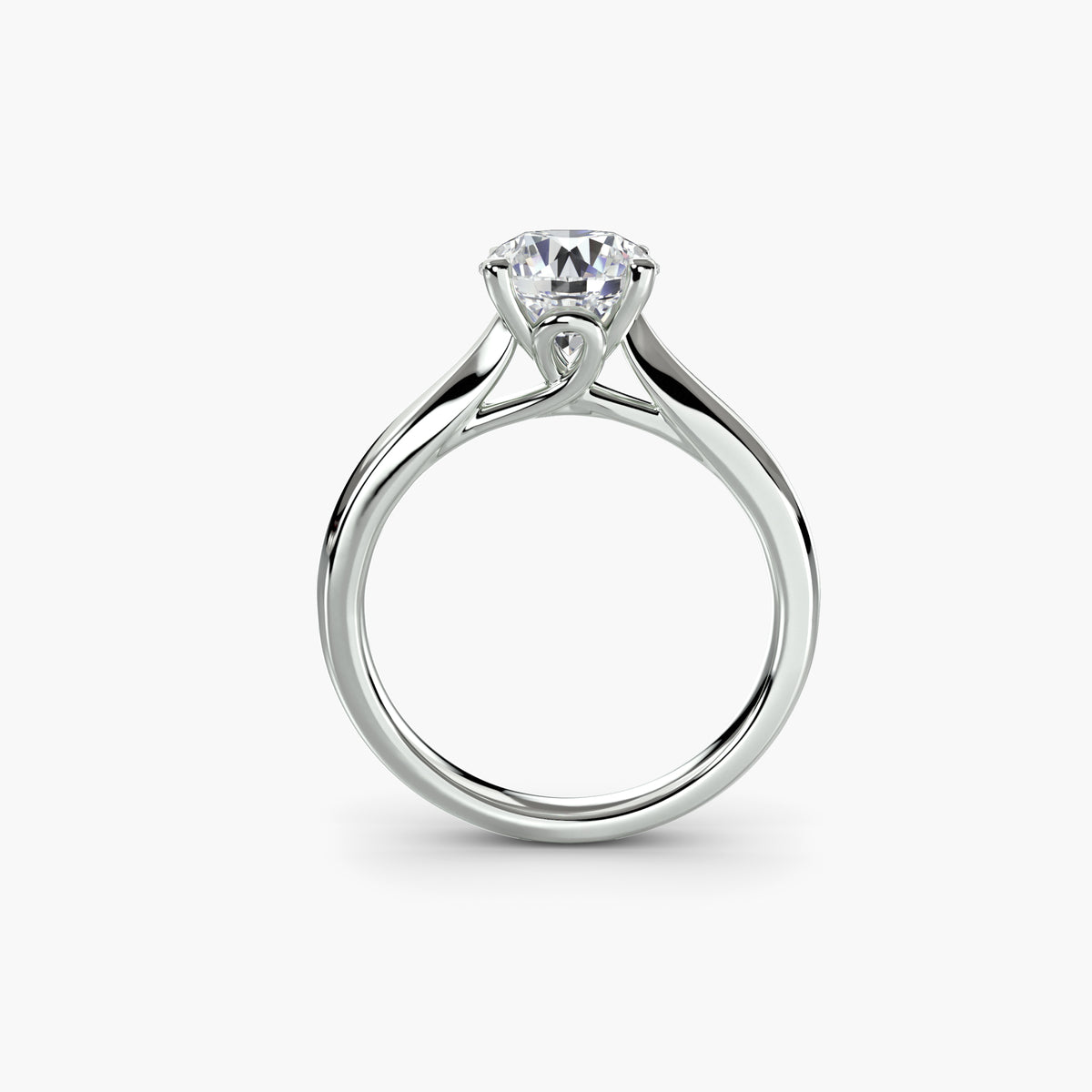 Solitaire ring 3 - 14K White Gold (Round)