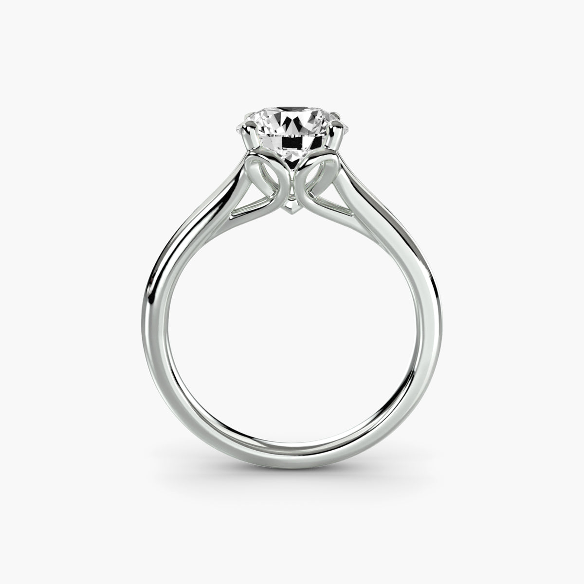 Solitaire ring 4 - 14K White Gold (Round)