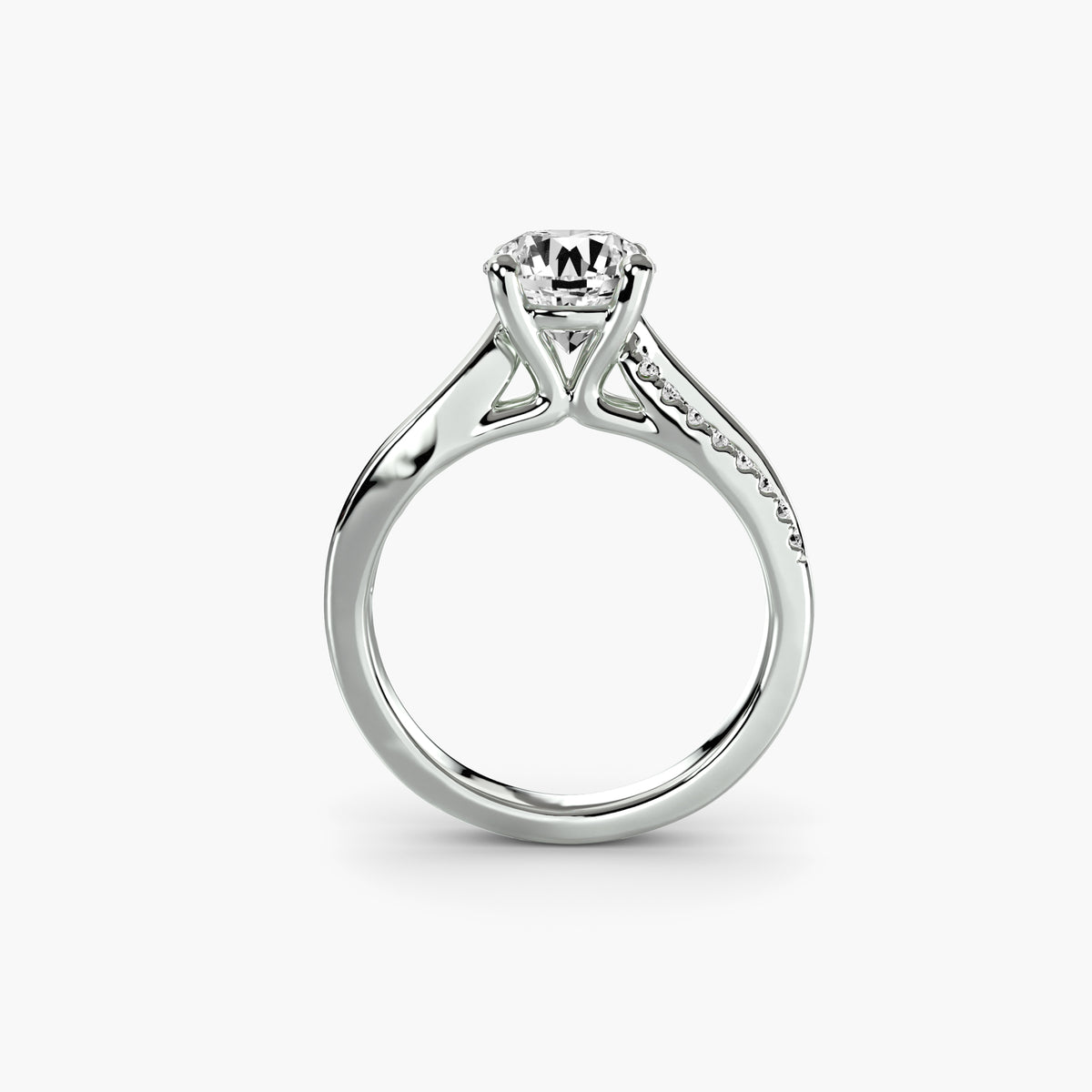 The Split Shank Pavé Solitaire - 14K White Gold (Round)