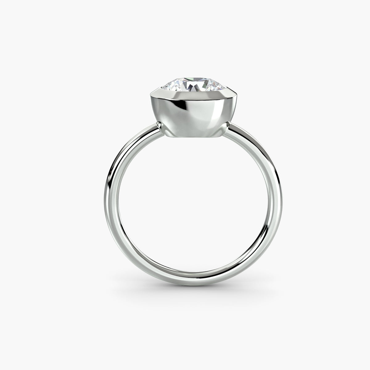 The Bezel Set Solitaire - 14K White Gold (Round)