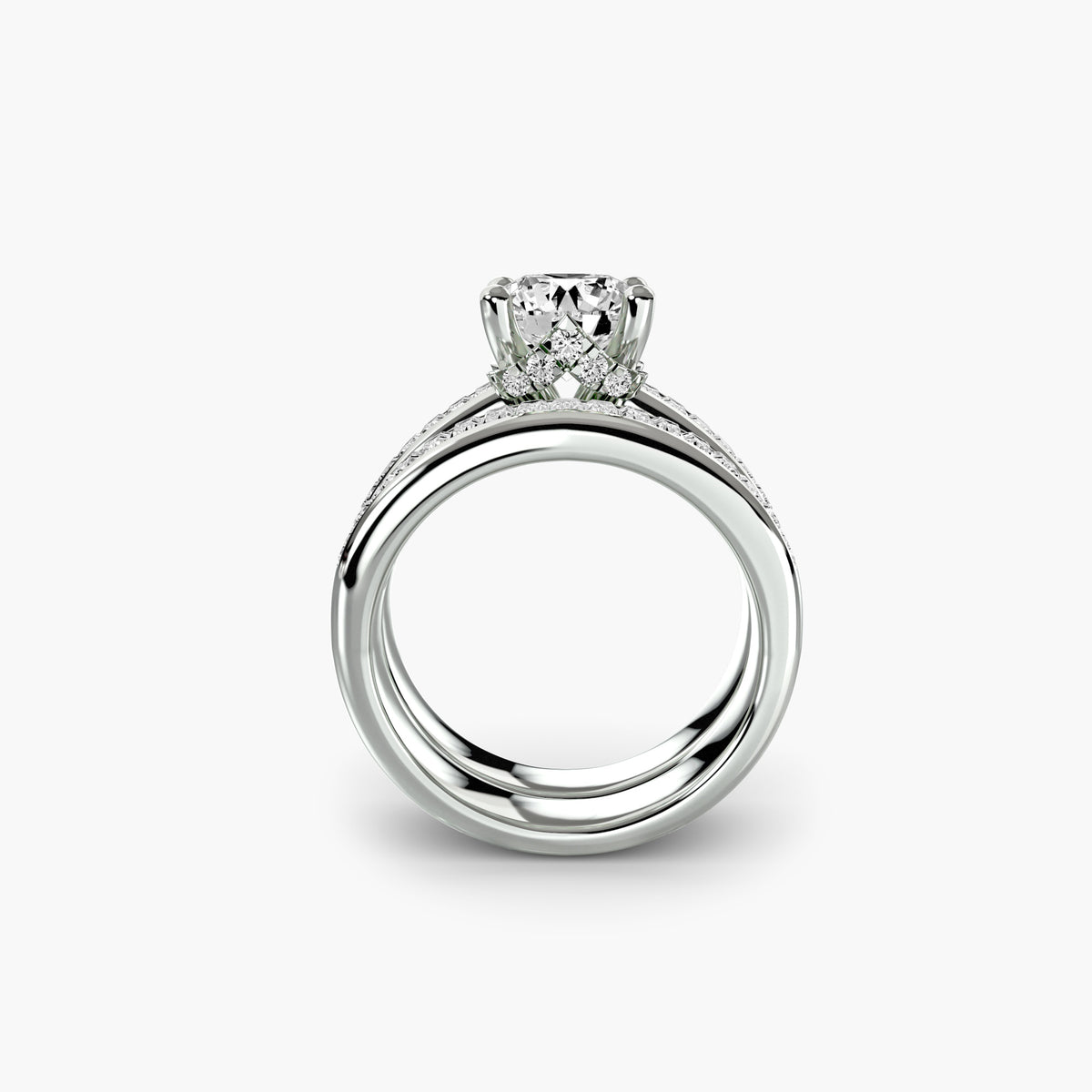 Baguette Channel Solitaire - 14K White Gold (Round)