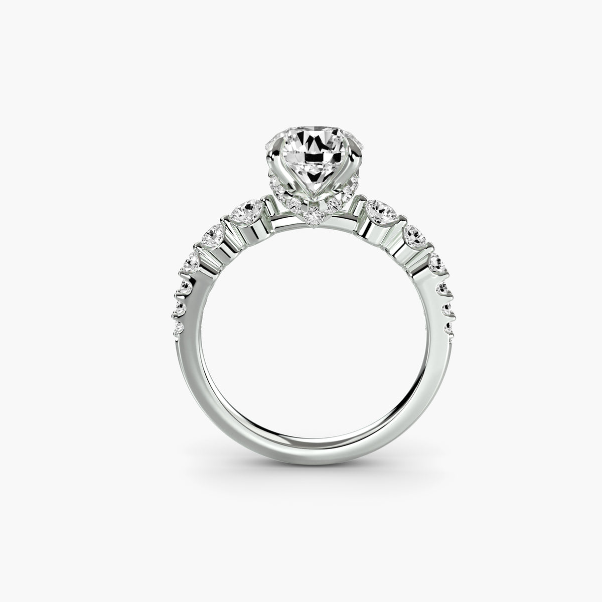 The Cascade Diamond Ring - 14K White Gold (Round)