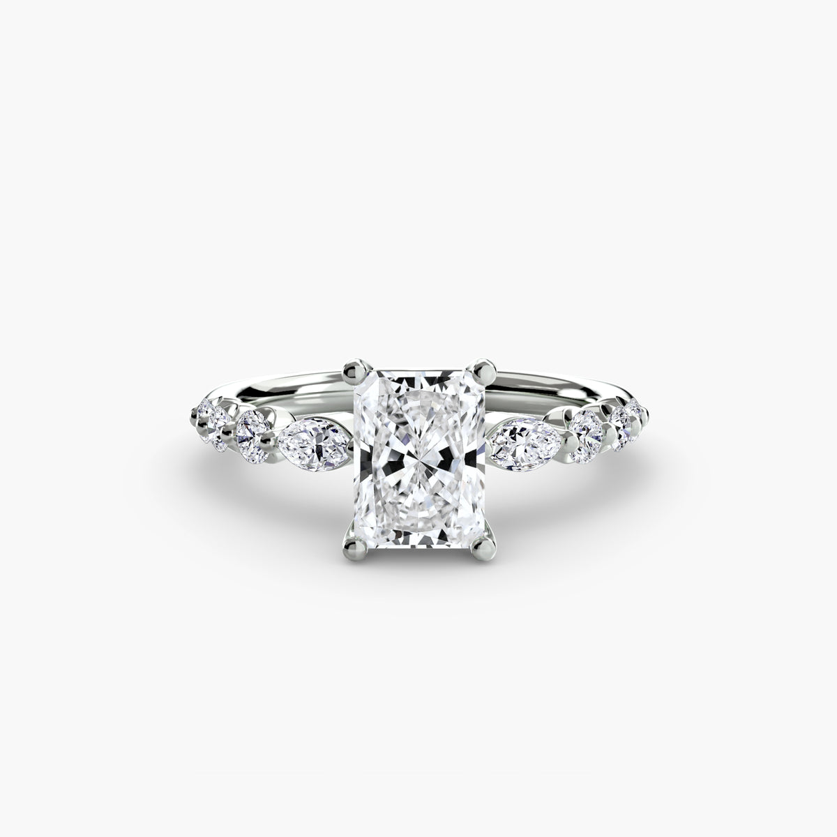 Ring Setting - 14K White Gold (Asscher)