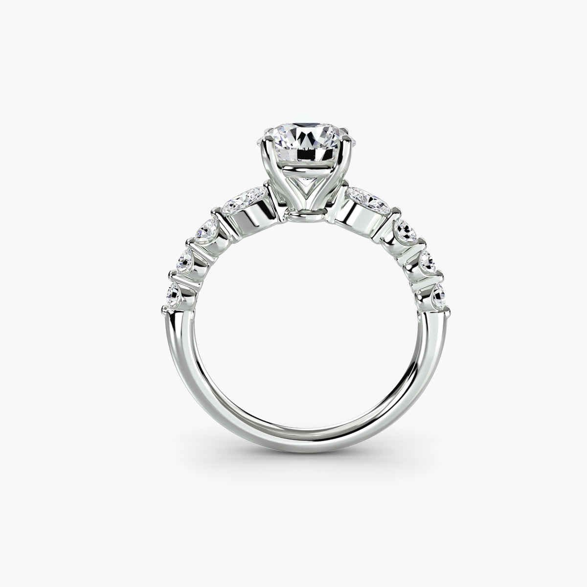 The Tiered Accent Ring - 14K White Gold (Round)