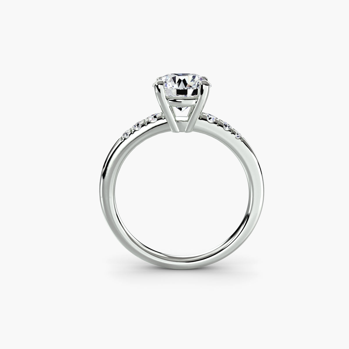 Solitaire with Shoulder Accents - 14K White Gold (Round)