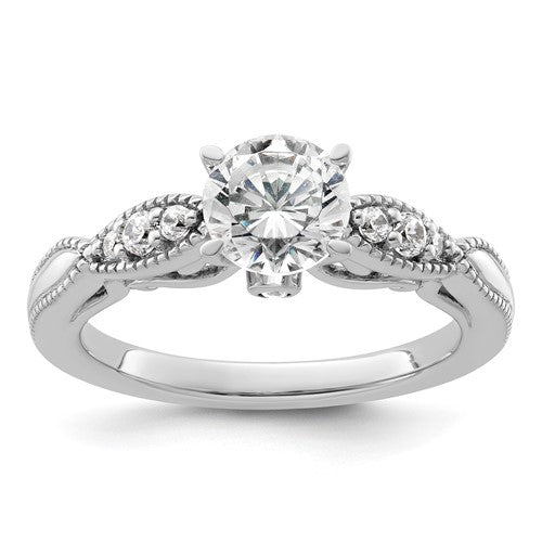 14k White Gold Halo (Holds 1/2 carat (5.2mm) Heart Center) 1/4 carat Diamond Semi-mount Engagement Ring