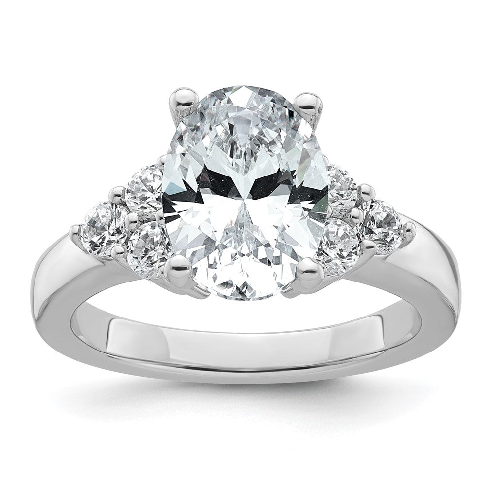 14kw 3ct Cert Lab Grown Diamond VS/SI+ G+ Oval Comp 3 Stone Eng Ring