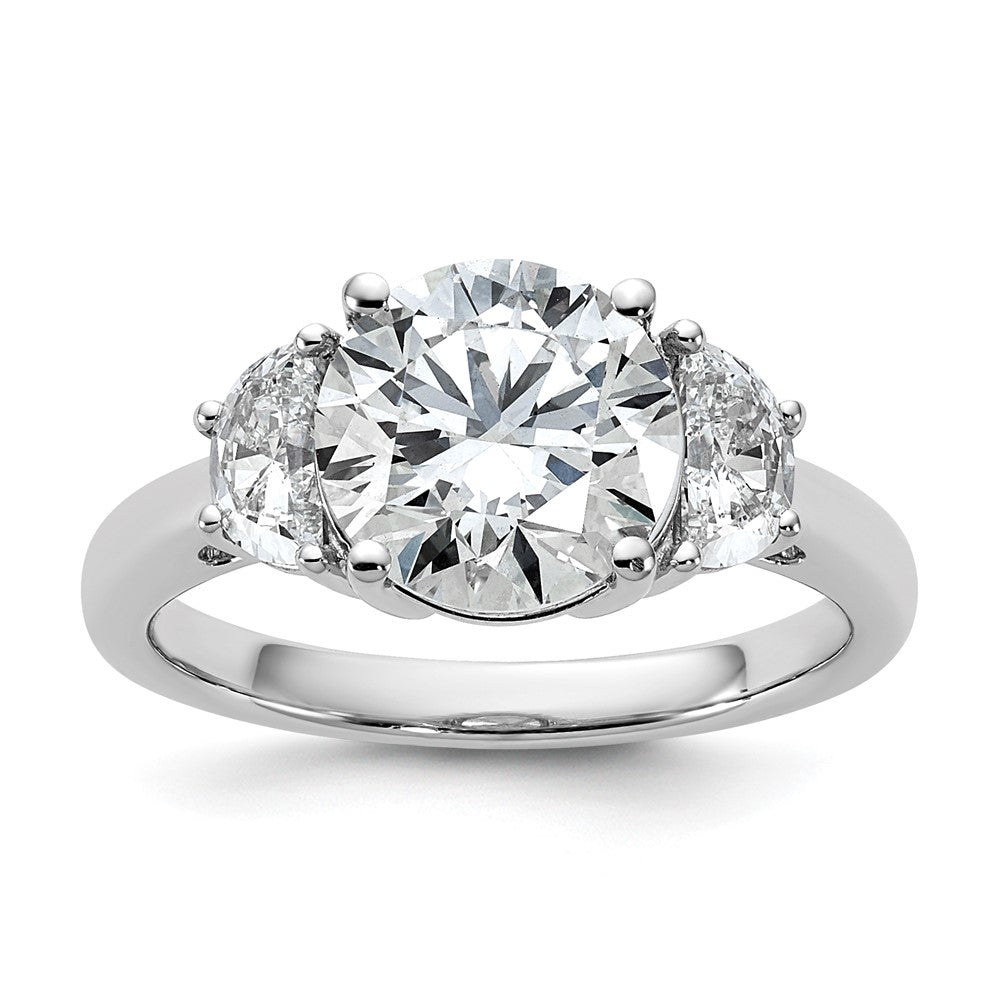 14kw 3 1/8ct Cert Lab Grown Diamond VS/SI+ G+ Round Comp 3 Stone Eng Ring