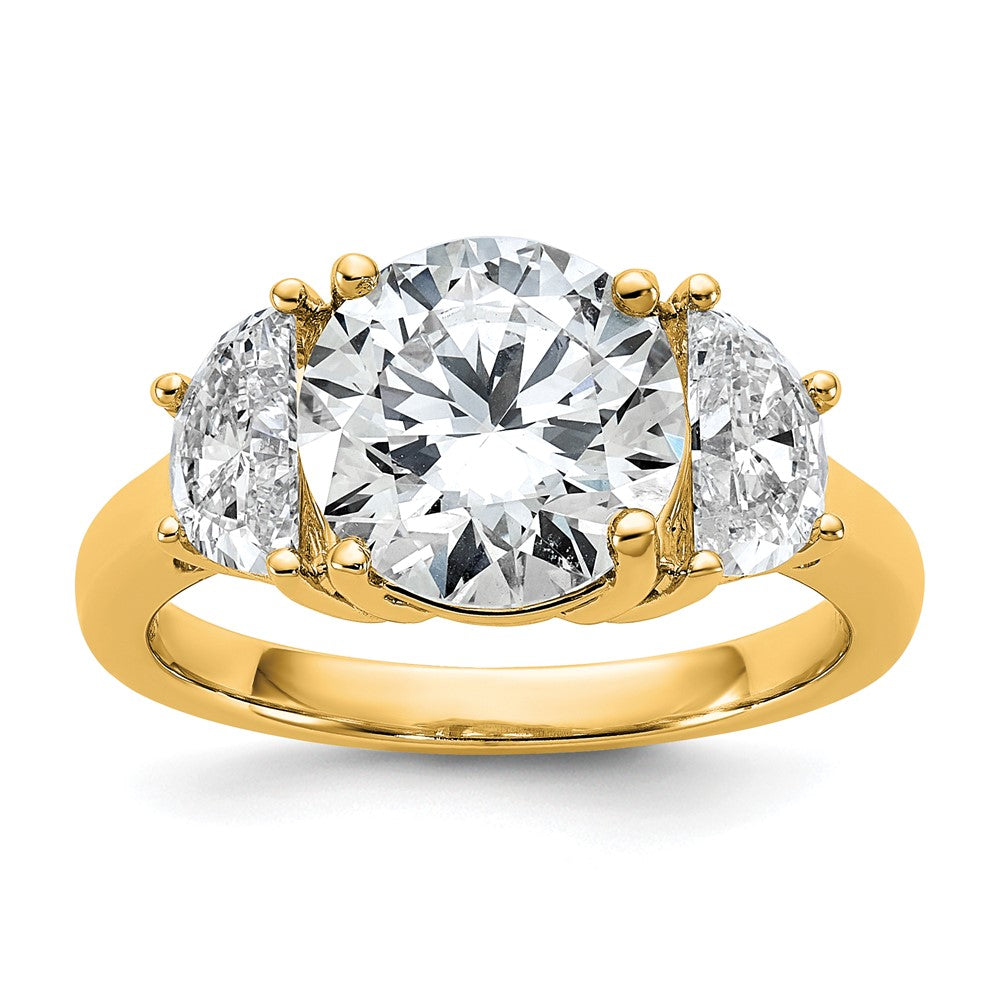 14k 4ct Cert Lab Grown Diamond VS/SI+ G+ Round Comp 3 Stone Eng Ring