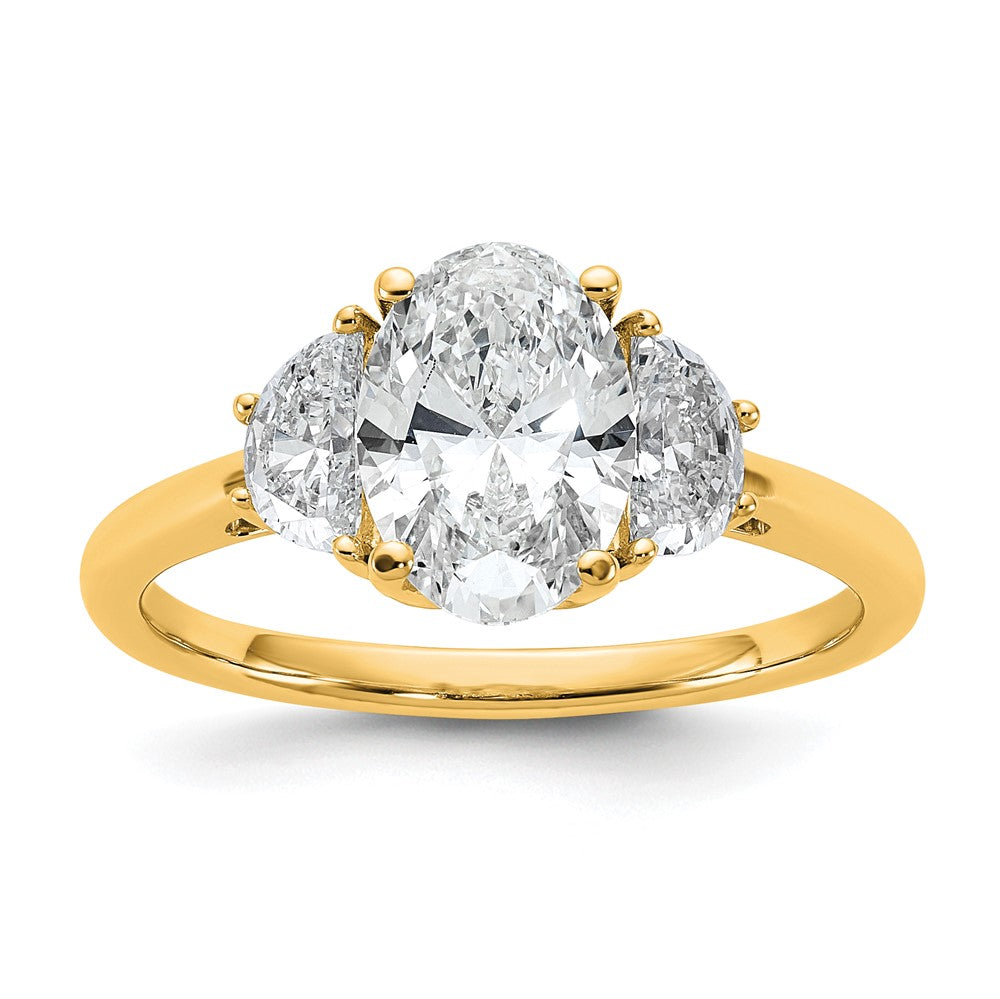 14k 2ct Cert Lab Grown Dia VS+ F+ Comp Oval&1/2 Moon 3 Stone Eng Ring
