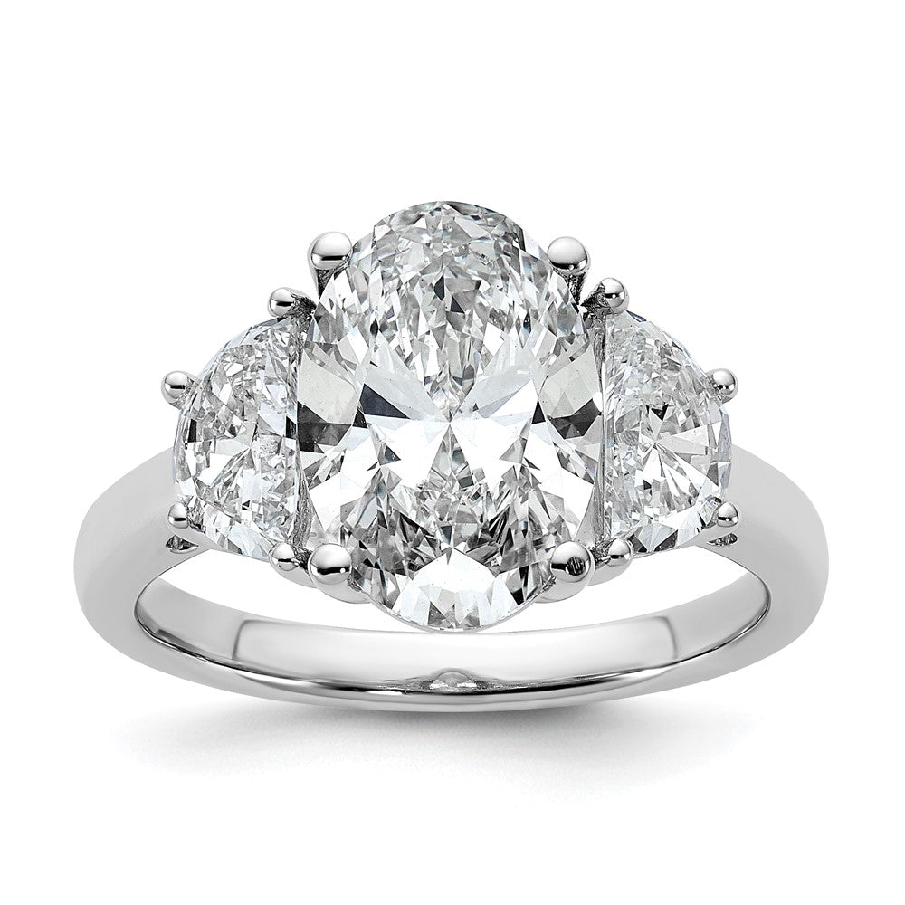 14kw 1ct Lab Grown Dia VS/SI+ G+ Half Moon and 3ct Oval Semi Eng Ring