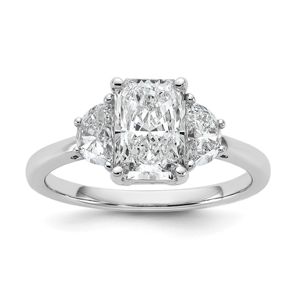 14kw 1/2ct Lab Grown Dia VS/SI+ G+ 1/2 Moon 1 1/2ct Radiant Semi Eng Ring