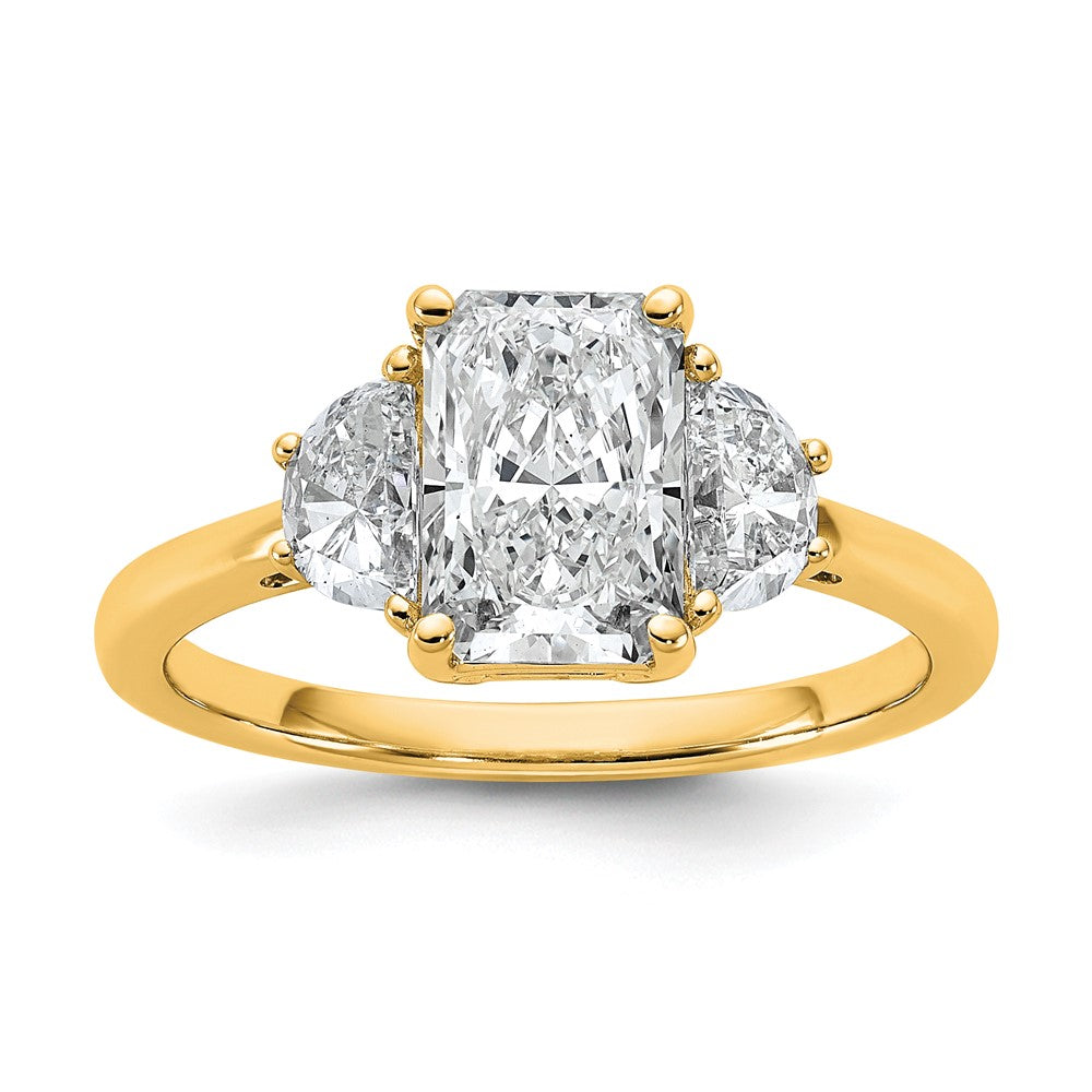 14k 1/2ct Lab Grown Dia VS/SI+ G+ 1/2 Moon 1 1/2ct Radiant Semi Eng Ring