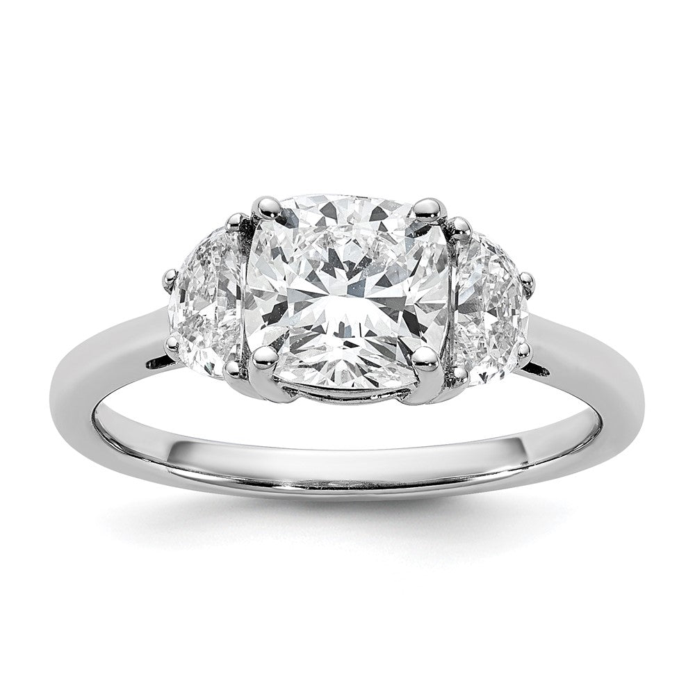 14kw 1/2ct Lab Grown Dia VS/SI+ G+ Half Moon&1 1/2ct Cushion Semi Eng Ring