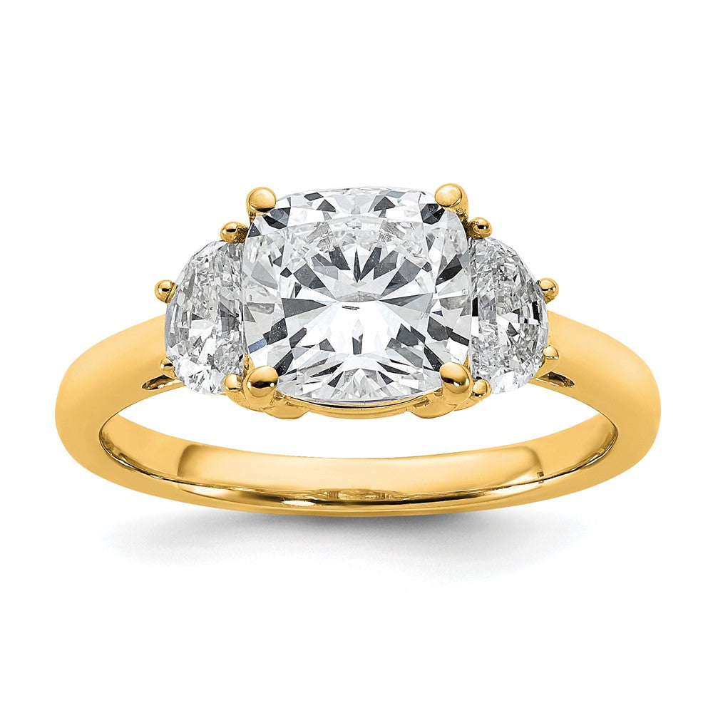 14k 1/2ct Lab Grown Dia VS/SI+ G+ Half Moon&2ct Cushion Semi Eng Ring