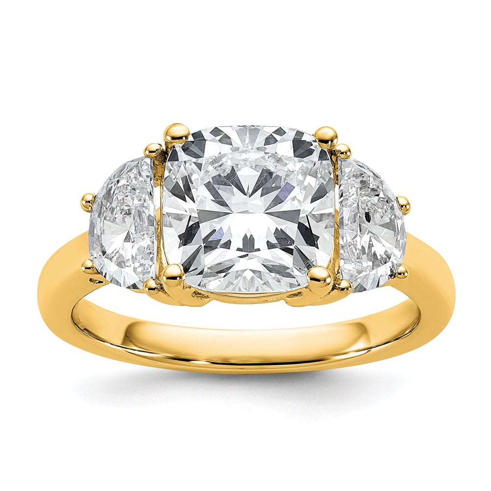 14k 4ct Cert Lab Grown Dia VS/SI+ G+ Comp Cushion&Half Moon Eng Ring