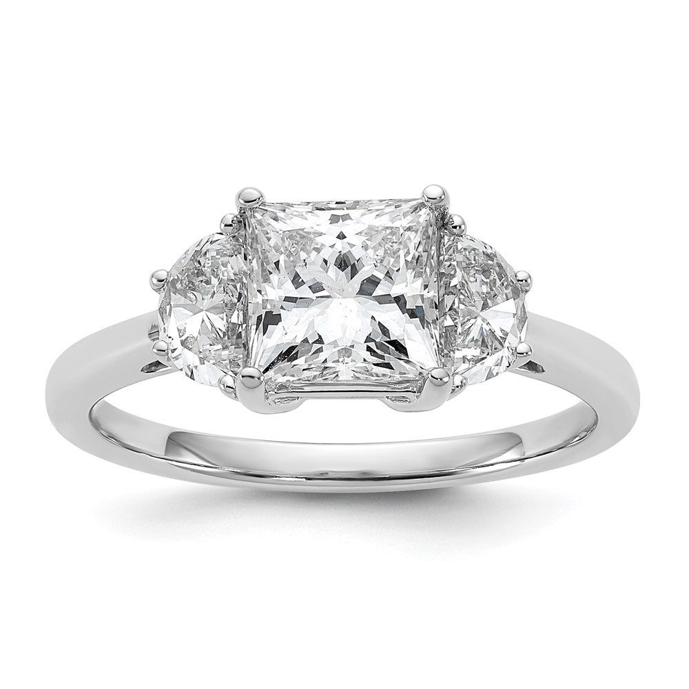 14kw 1/2ct Lab Grown Dia VS/SI+ G+ 1/2 Moon 1 1/2ct Princess Semi Eng Ring