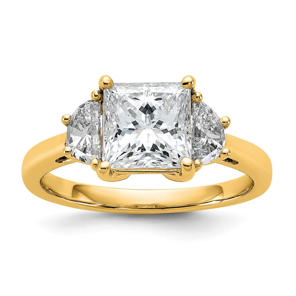 14k 1/2ct Lab Grown Diamond VS+ F+ 1/2 Moon 2ct Princess Semi Eng Ring