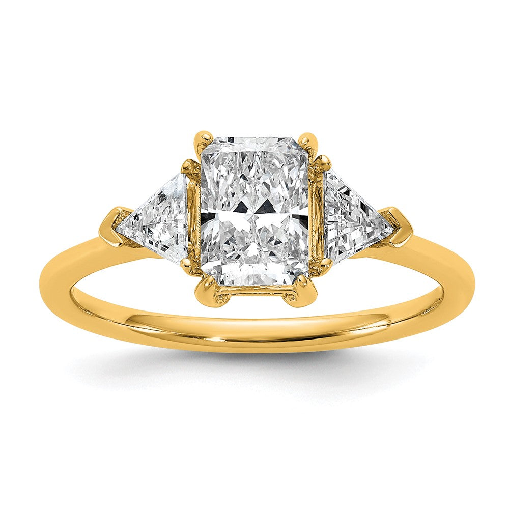 14k 3/8ct Lab Grown Diamond VS+ F+ Triangle 1ct Radiant Semi Eng Ring