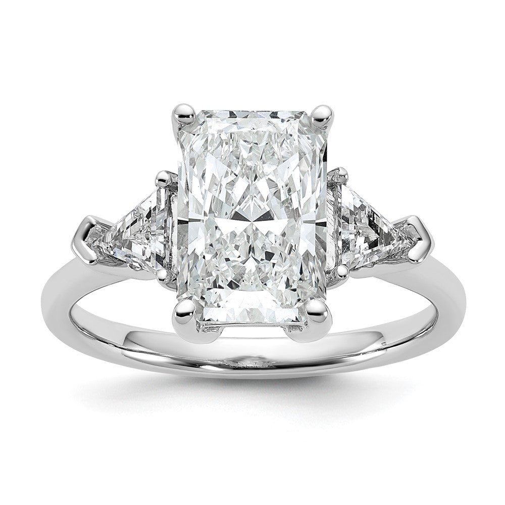 14kw 5/8ct Lab Grown Diamond VS+ F+ Triangle 2 1/2ct Radiant Semi Eng Ring