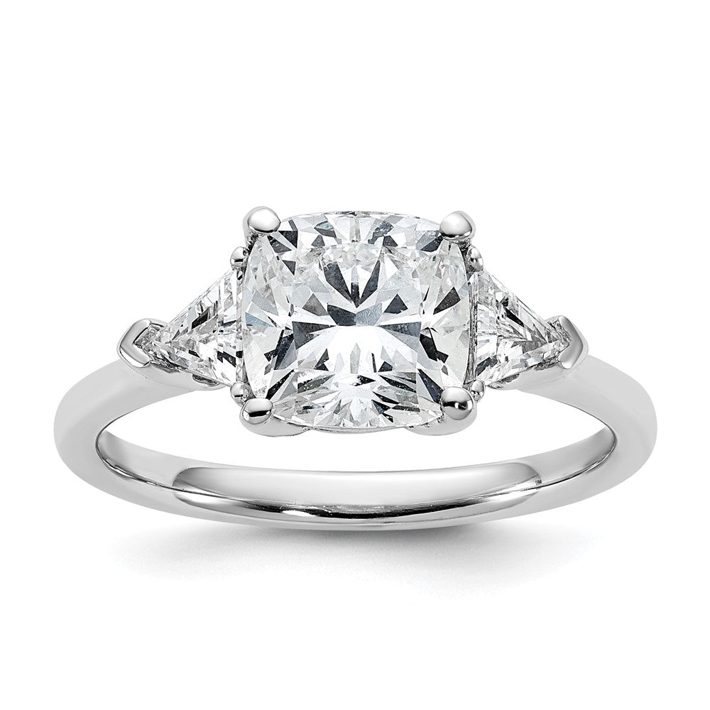 14kw 2 1/2ct Cert Lab Grown Dia VS+ F+ Cushion&Triangle Comp Eng Ring