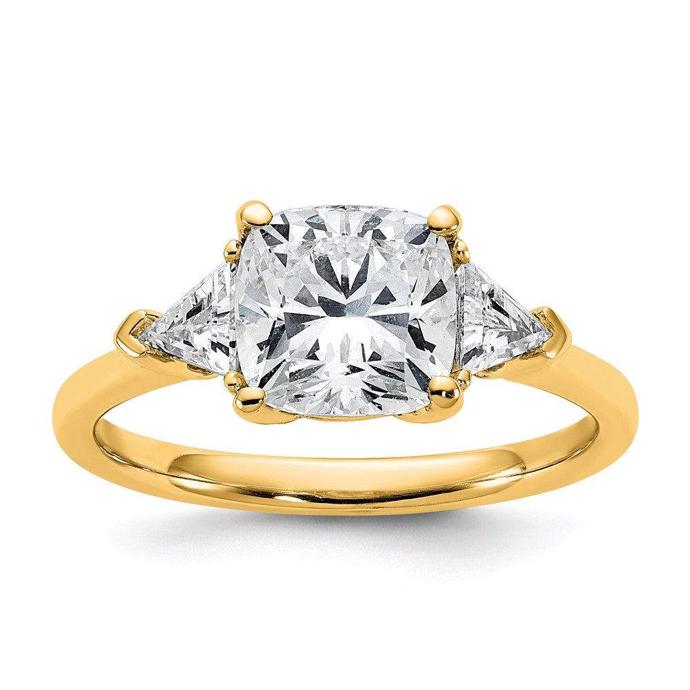 14k 2 1/2ct Cert Lab Grown Dia VS+ F+ Cushion&Triangle Comp Eng Ring