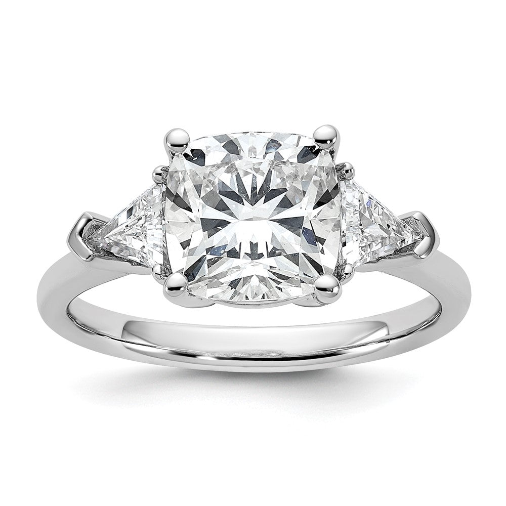 14kw 3 1/8ct Cert Lab Grown Dia VS/SI+ G+ Cushion&Triangle Comp Eng Ring