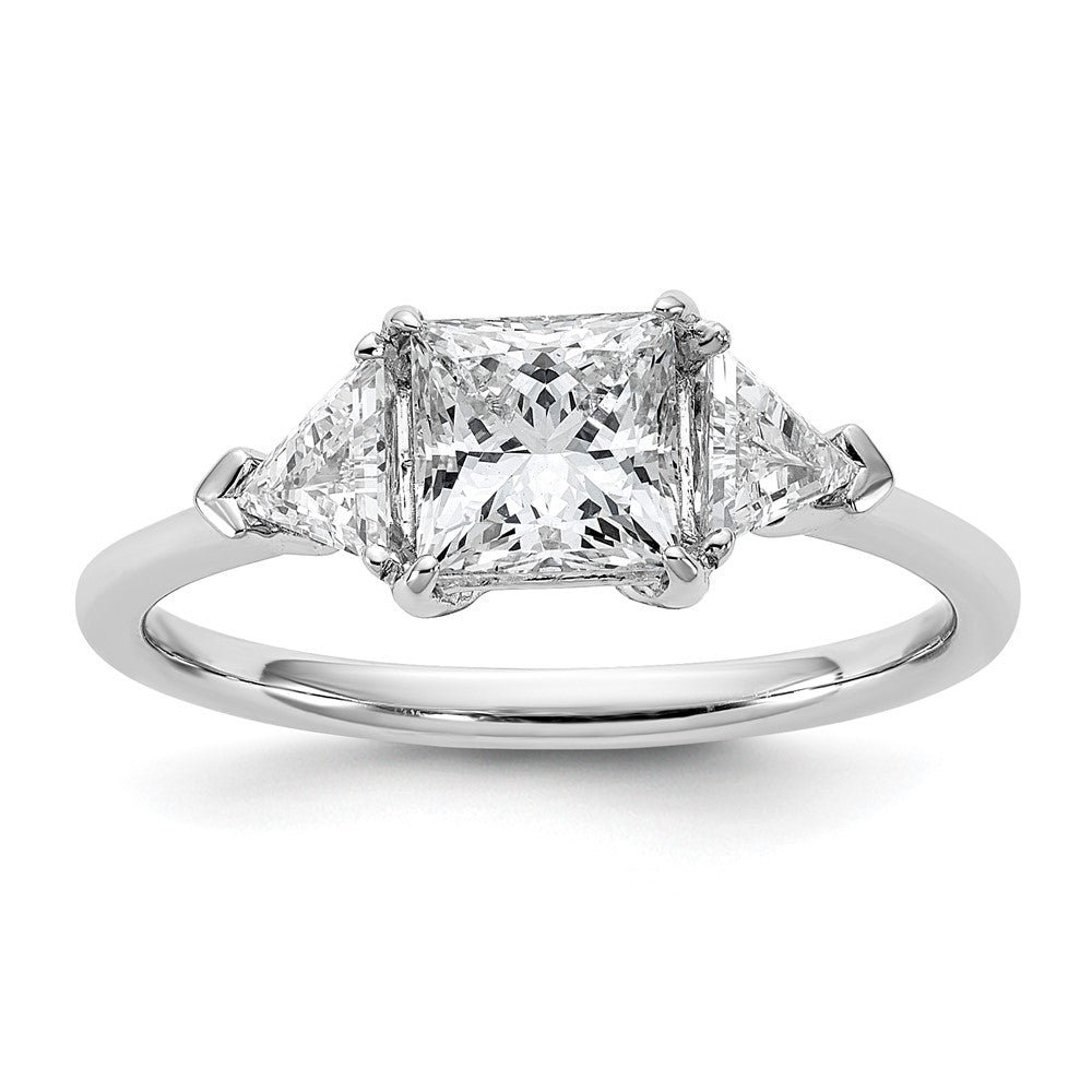 14kw 1/2ct Lab Grown Diamond VS+ F+ Trillion/1ct Princess Semi Eng Ring