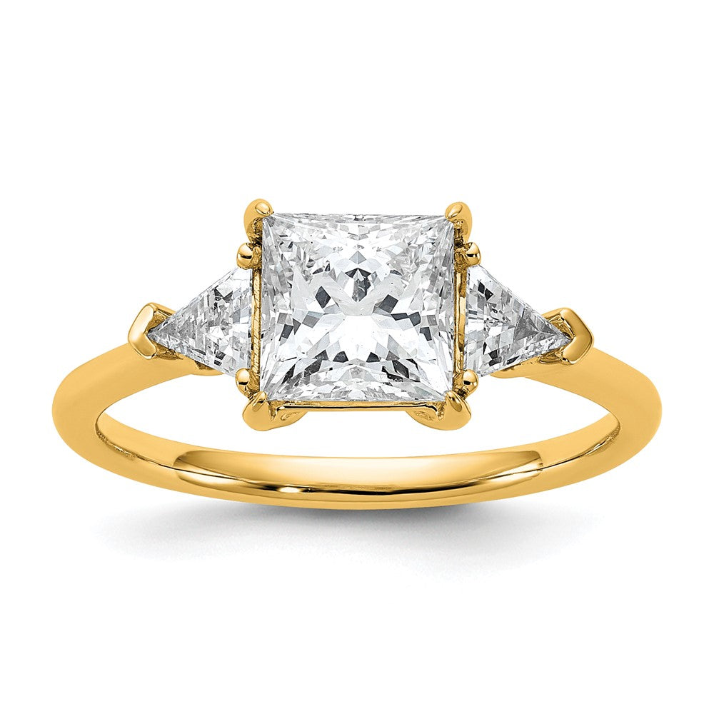 14k 2ct Cert Lab Grown Diamond VS+ F+ Princess/Trillion Comp Eng Ring