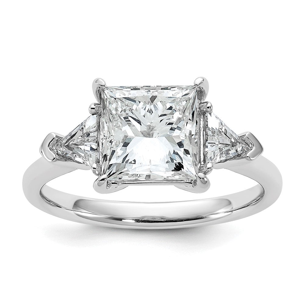 14kw 3 1/8ct Cert Lab Grown Diamond VS+ F+ Princess/Trillion Comp Eng Ring