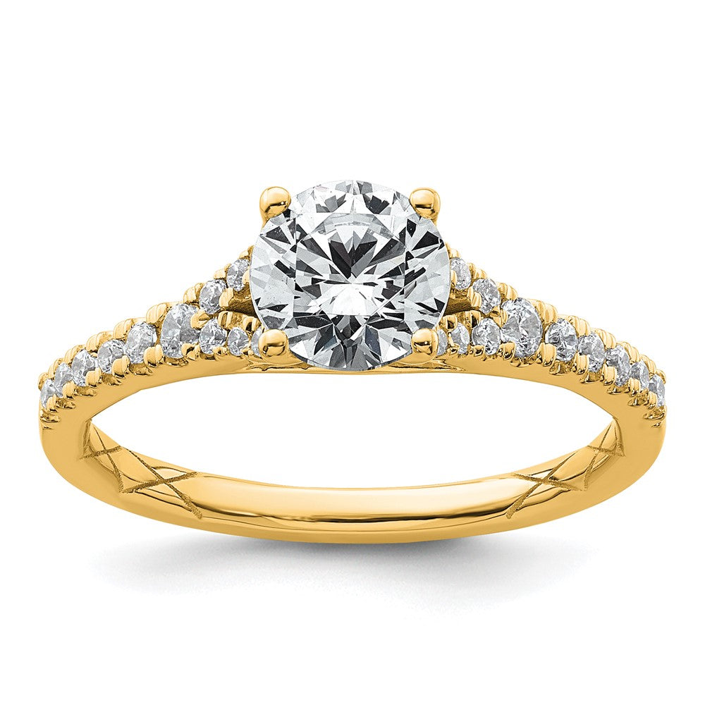 14k 1 1/4ct Lab Grown Diamond VS/SI+ G+ Round Complete Eng Ring
