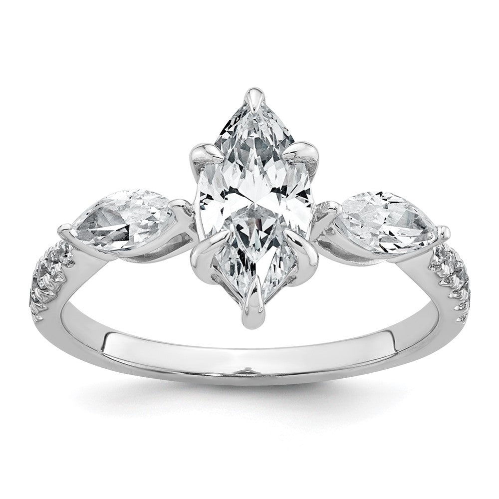14kw 1 1/2ct Cert Lab Grown Diamond VS+ F+ Marquise Comp 3 Stone Eng Ring